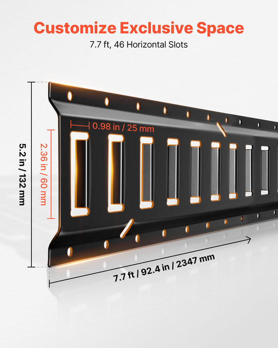 VEVOR E-Track Tie-Down Rails, 4 Pack, 2.3 m E Track Rails Secures Cargo & Heavy Loads Up to 909 kg, Trailer Tie-Down System Suitable for Garages, Vans, Motorcycle Tie Downs, ATV Mountings