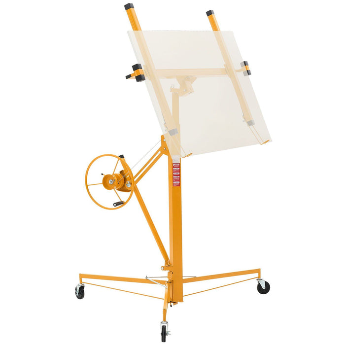 3353mm Drywall Lift, Heavy-Duty 68 kg Sheetrock Hoist with Adjustable Telescoping Arm, Lockable Wheels, Drywall Lifter Panel Jack Hoist Tools Ideal for Ceiling & Wall Installation (Yellow)