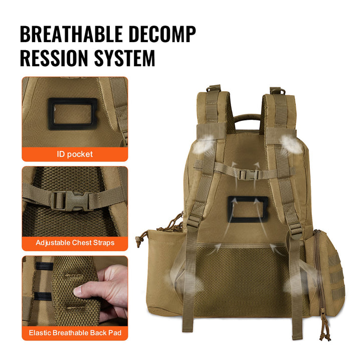 VEVOR Tactical Range Backpack for 6 Pistols, Gun Backpack with 6 Independent Pistol Bags & 10 Magazines, Pistol Backpack for Outdoor Hunting Shooting, Range Bag for Handguns Lockable Zipper,  Brown