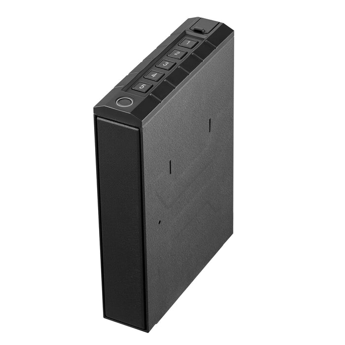 VEVOR Gun Safe, Slider Handgun Gun Safe with Fingerprint/Password/Key, 3-Way Quick Access Firearm Case Box with Lighting for 1 Pistol & Magazine, Mounted Pistol Gun Box for Nightstand Bedside Desk Car