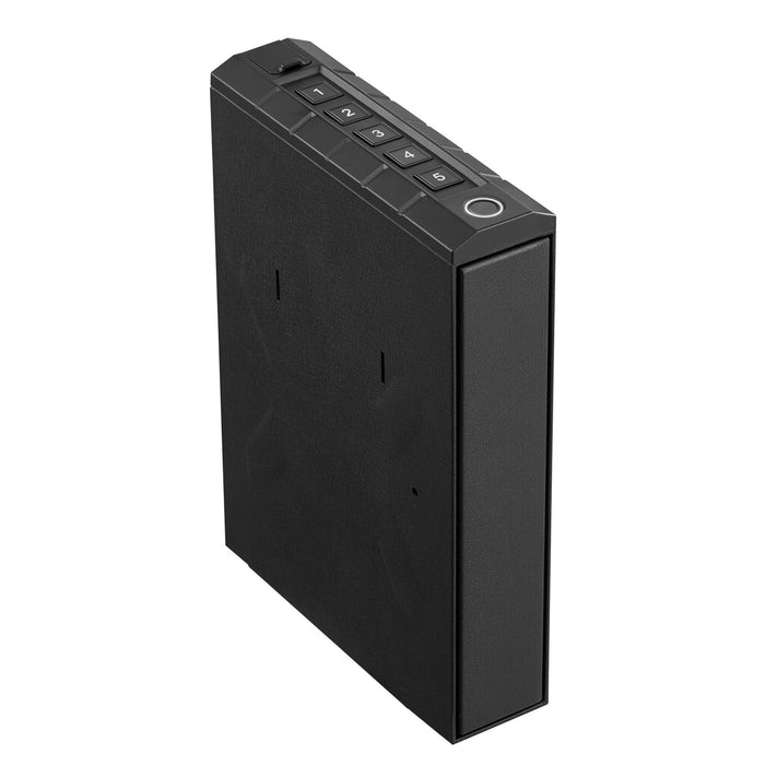 VEVOR Gun Safe, Slider Handgun Gun Safe with Fingerprint/Password/Key, 3-Way Quick Access Firearm Case Box with Lighting for 1 Pistol & Magazine, Mounted Pistol Gun Box for Nightstand Bedside Desk Car