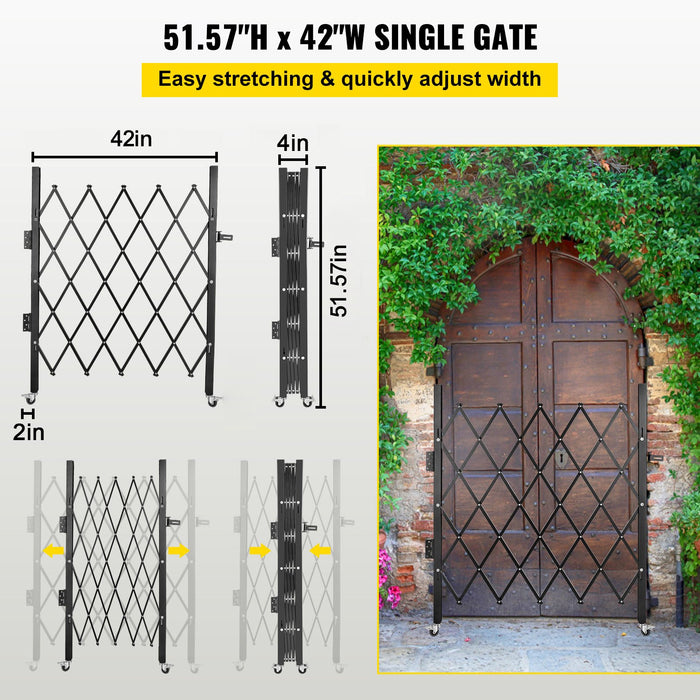 VEVOR Single Folding Security Gate Folding Door Gate 37"W x 48"H Scissor Gate