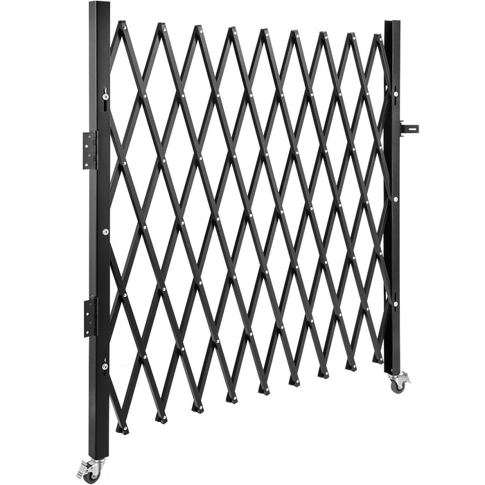Single Folding Security Gate, 216 x 221 cm Folding Door Gate, Steel Accordion Security Gate, Flexible Expanding Security Gate, 360 degree Rolling Barricade Gate, Scissor Gate/Door with Padlock
