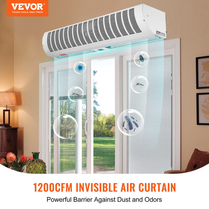 VEVOR 0.9m Commercial Indoor Air Curtain Super Power 2 Speeds 2038m³/h, UL Certified Wall Mounted Air Curtains for Doors, Indoor Over Door Fan with Heavy Duty Limit Switch, Easy-Install Unheated