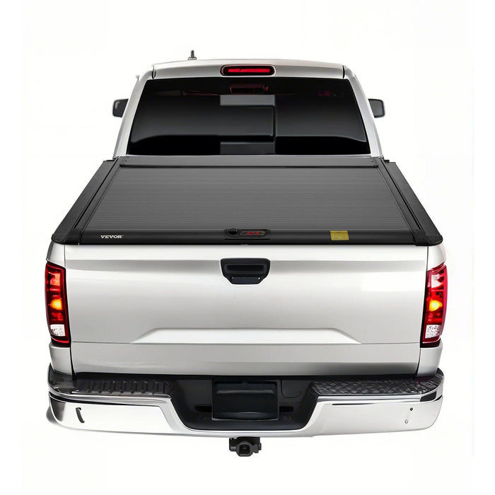 Retractable Tonneau Cover, 5.5 ft Retractable Tonneau Cover with Built-in Drainage Pipe for 2021-2024 Toyota Tundra Crew Cab w/ Deck Rail System , Hard Tonneau Cover with Double-Lock & T-Slot