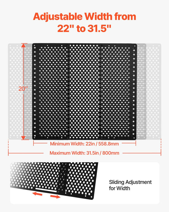RV Screen Door Protector, Adjusts from 558.8 – 800 mm, Adjustable Door Grille, Easy to Install, Reinforced Breathable Honeycomb Holes, Iron Camper RV Entry Protector for Pet Protection, Black