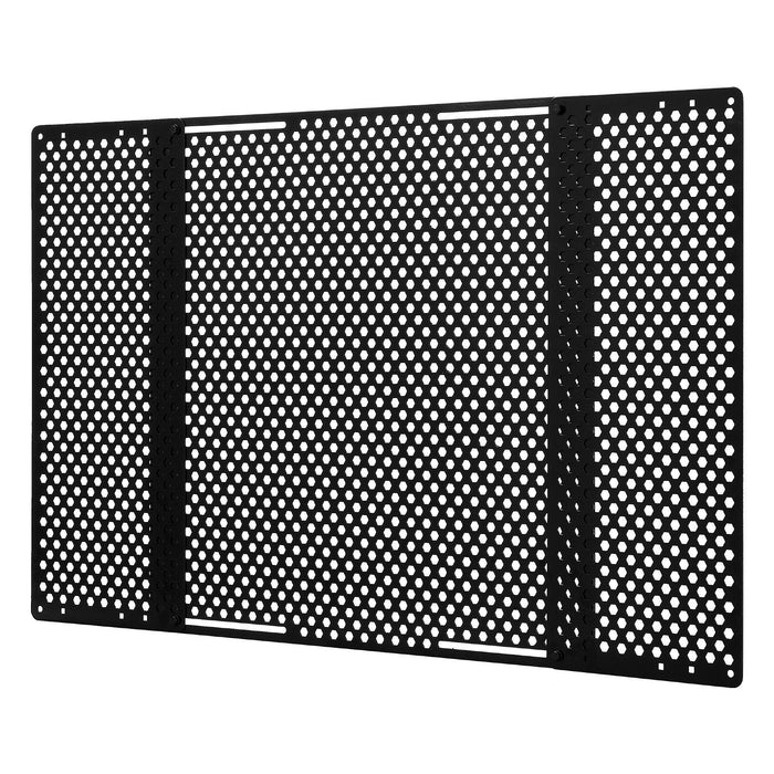 RV Screen Door Protector, Adjusts from 558.8 – 800 mm, Adjustable Door Grille, Easy to Install, Reinforced Breathable Honeycomb Holes, Iron Camper RV Entry Protector for Pet Protection, Black