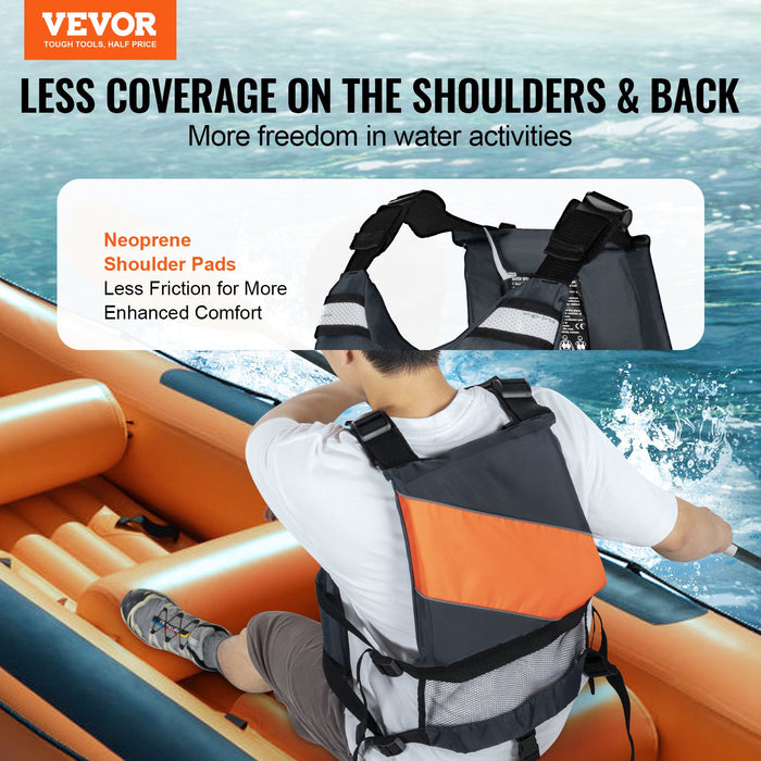 VEVOR Life Vest for Watersports (PFD), Life Jacket with Waterproof Nylon & 96N Buoyancy, Life Vest/Jacket for Any Water Activity-Fishing, Kayaking, Surfing and More, Men and Women L