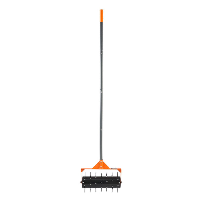 Rolling Lawn Aerator, 410mm Manual Push Aerator Roller with 42 Spikes & 60 in Long Handle, Fillable Drum for Added Weight, Heavy-Duty Lawn Soil Penetrator for Garden Yard Compacted Soils