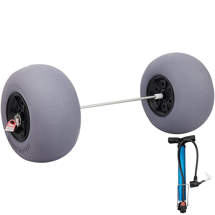 VEVOR Beach Balloon Wheels, 13" Sand Tires with 32" Stainless Steel Axle, TPU Cart Tires for Kayak Dolly, Canoe Cart and Buggy with Air Pump, 2-Pack