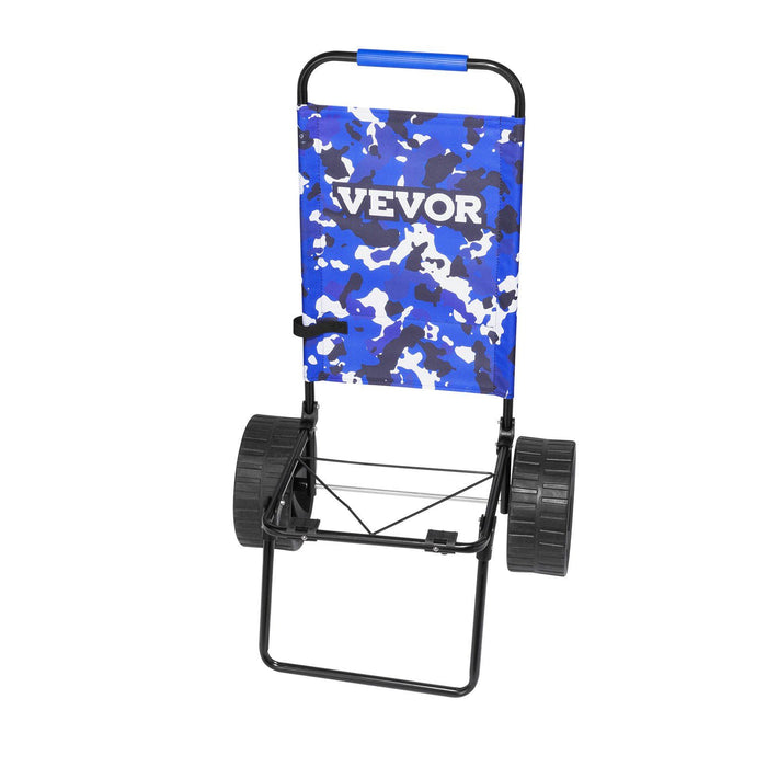 Beach Dolly with Big Wheels for Sand, 15.4" x 15.7" Cargo Deck, w/ 10" PE Solid Wheels, 69LBS Loading Capacity Folding Sand Cart, Heavy Duty Cart for Picnic, Camping, Fishing, Beach, Gardening