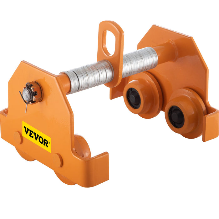 VEVOR Manual Trolley, 11000LBS/5 Ton Load Capacity Beam Trolley, 4.5-8 inch Adjustable Width Push Beam, Track Roller Trolley Powder Coating with Dual Wheels Garage Hoist for Straight Curved I Beam