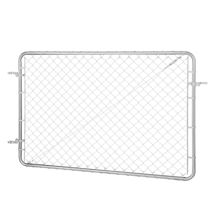 Chain Link Fence Gate, 183 x 122 cm, Adjustable Chain Link Fence Panel, Fit 67-183 cm (W) x 183 cm (H) Garden Fence Gate Opening, Rust-Resistant Galvanized Fencing Gate for Farm, Posts Not Included