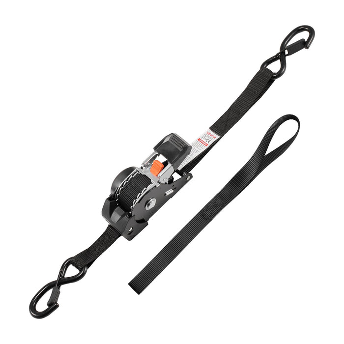 VEVOR Retractable Ratchet Straps, 25.4 mm x 3 m, Tie Down Straps with S Hooks, 544 kg Break Strength, 4 Soft Loops, Tie Down Ratcheting for Moving, Trailers, Motorcycles, Kayaks, Car Roof, 4 Pack