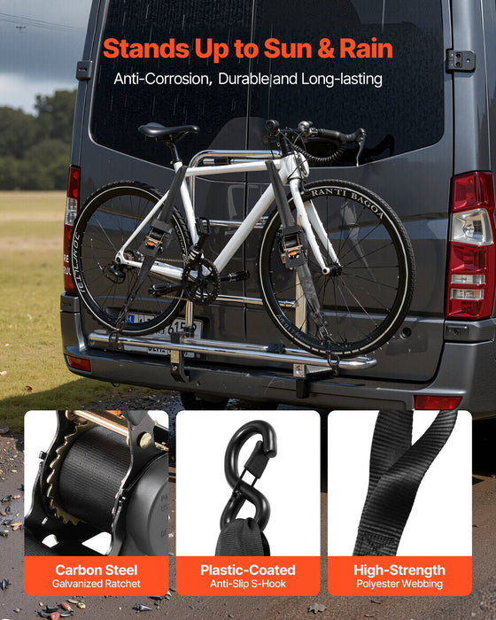 VEVOR Retractable Ratchet Straps, 50.8 mm x 3 m, Tie Down Straps with S Hooks, 1375 kg Break Strength, 2 Soft Loops, Tie Down Ratcheting for Moving, Trailers, Motorcycles, Kayaks, Car Roof, 2 Pack