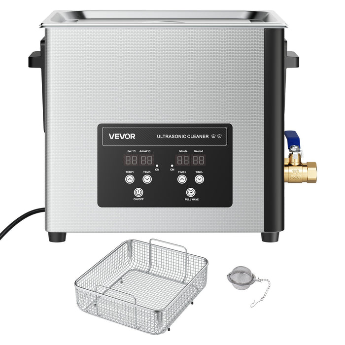 VEVOR 15L Ultrasonic Cleaner, Professional Ultrasonic Cleaner Machine with Cleaning Basket & Digital Display, 240W Stainless Steel 40kHz Industrial Cleaning Machine for Parts, Carburetors, Instruments