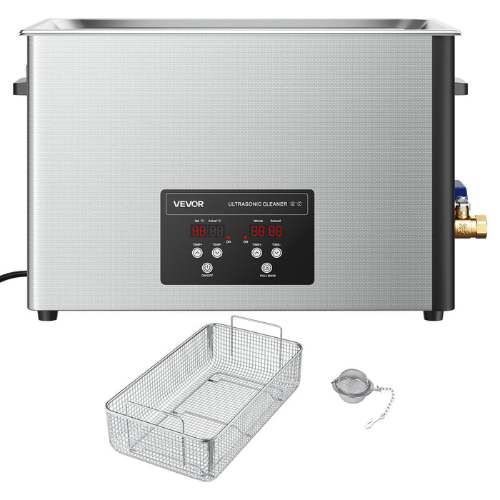 VEVOR 30L Ultrasonic Cleaner, Professional Ultrasonic Cleaner Machine with Cleaning Basket & Digital Display, 480W Stainless Steel 40kHz Industrial Cleaning Machine for Parts, Carburetors, Instruments