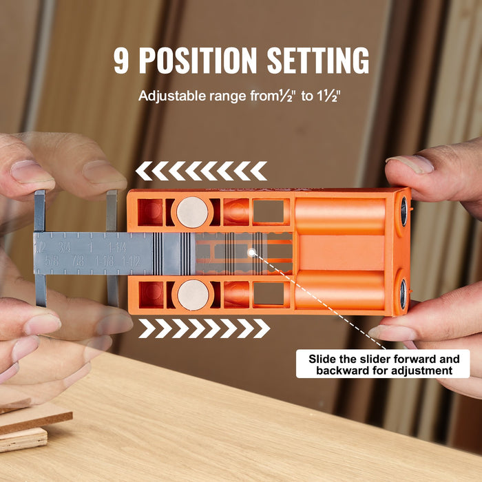VEVOR Pocket Hole Jig, 56 Pcs Mini Jig Pocket Hole System with C-clamp, Step Drill, Wrench, Drill Stop Ring, Square Drive Bit, and Screws, for DIY Carpentry Projects