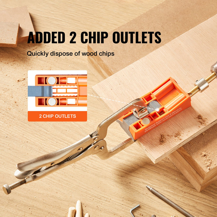 VEVOR Pocket Hole Jig, 56 Pcs Mini Jig Pocket Hole System with C-clamp, Step Drill, Wrench, Drill Stop Ring, Square Drive Bit, and Screws, for DIY Carpentry Projects