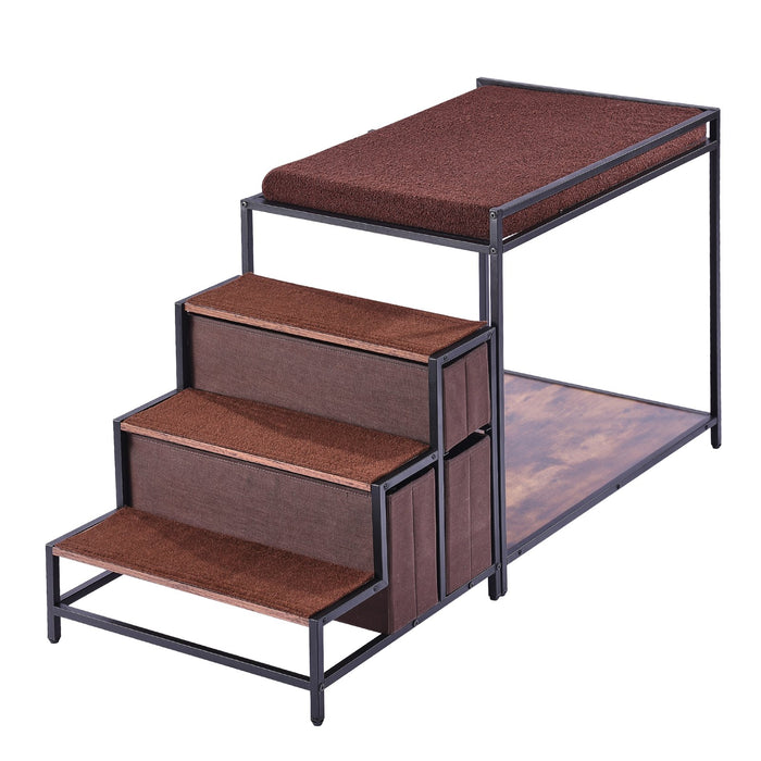 VEVOR Pet Bunk Bed Dog/Cat Window Perch with Stairs Storage Medium Size