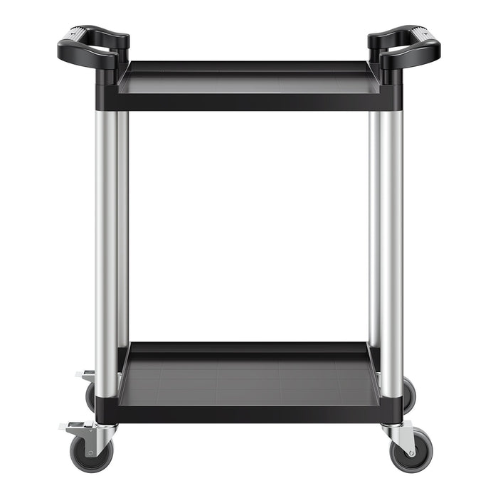 VEVOR Utility Cart, 300 lbs Load Capacity, 2-tier Utility Plastic Cart with 360° Swivel Wheels (2 with Brakes), 24.4 x 16.1-inch Food Service Cart for Warehouse, Office, Home, Restaurant, Kitchen