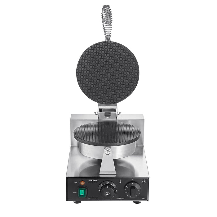 VEVOR Electric Ice Cream Cone Maker, Commercial 1230W Waffle Cone Machine, Non-Stick Stainless Steel Egg Roll Mold, with Temperature and Time Control, Handle, for Restaurant Bakery Snack Bar Family