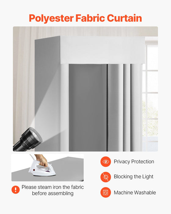 Fitting Room, Dressing Room with Thick Polyester Curtains, Privacy Space with Shading Curtain and a Hook, for Boutique, Mall, Tailor's Store & Outdoor 99 x 99 x 198 cm (Black and Gray-White)
