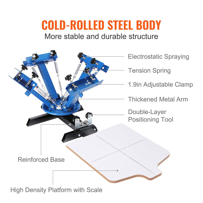 VEVOR 4 Color 1 Station Silk Screening Screenprint Press Screen Printing Machine