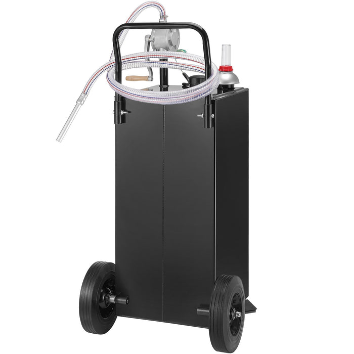 VEVOR 114L Gas Caddy, Fuel Storage Tank with Wheels, Portable Fuel Caddy with Manuel Transfer Pump, Gasoline Diesel Fuel Container for Cars, Lawn Mowers, ATVs, Boats, More, Black