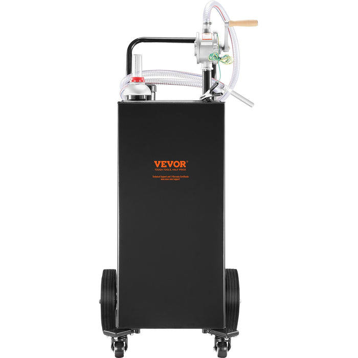 VEVOR Fuel Caddy Fuel Storage Tank 114L Volume 4 Wheels with Manuel Pump Black
