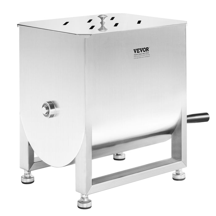 VEVOR Manual Meat Mixer, 60L Fixed Tank Meat Processing Equipment(Mixing Max 60LBS for Meat), Stainless Steel Meat Mixer, Sausage Mixer Machine with Lid Handle Gear Reducer, Ground Beef Hand Mixer