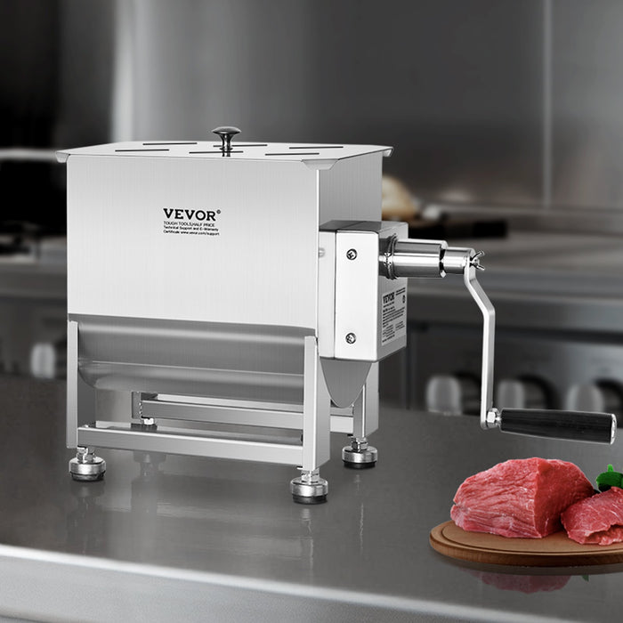 VEVOR Manual Meat Mixer, 60L Fixed Tank Meat Processing Equipment(Mixing Max 60LBS for Meat), Stainless Steel Meat Mixer, Sausage Mixer Machine with Lid Handle Gear Reducer, Ground Beef Hand Mixer