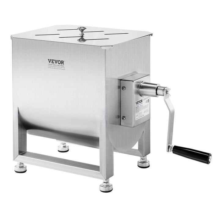 VEVOR Manual Meat Mixer, 60L Fixed Tank Meat Processing Equipment(Mixing Max 60LBS for Meat), Stainless Steel Meat Mixer, Sausage Mixer Machine with Lid Handle Gear Reducer, Ground Beef Hand Mixer