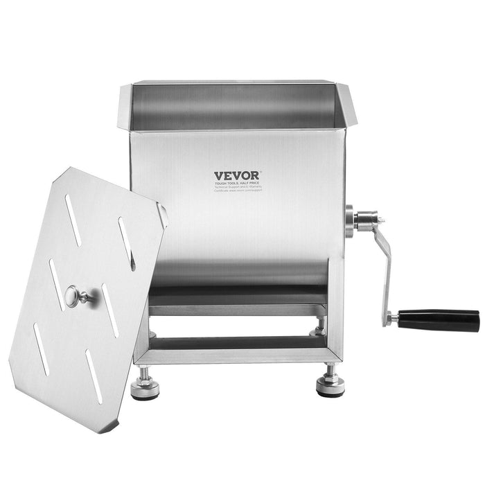 Manual Meat Mixer, 15L Fixed Tank Meat Processing Equipment(Mixing Maximum 15LBS for Meat), Stainless Steel Meat Mixer, Sausage Mixer Machine with Lid and Handle, Ground Beef Hand Mixer