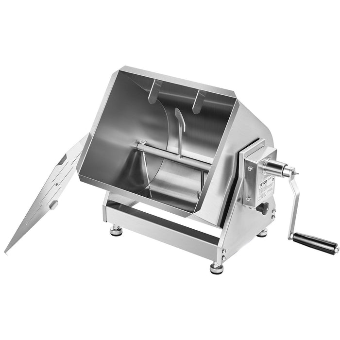 Manual Meat Mixer, 15L Tilt Tank Meat Processing Equipment(Mixing Max 15LBS for Meat), Stainless Steel Meat Mixer, Sausage Mixer Machine with Lid Handle Gear Reducer, Ground Beef Hand Mixer