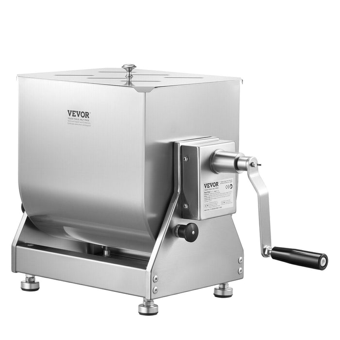 Manual Meat Mixer, 30L Tilt Tank Meat Processing Equipment(Mixing Max 30LBS for Meat), Stainless Steel Meat Mixer, Sausage Mixer Machine with Lid Handle Gear Reducer, Ground Beef Hand Mixer