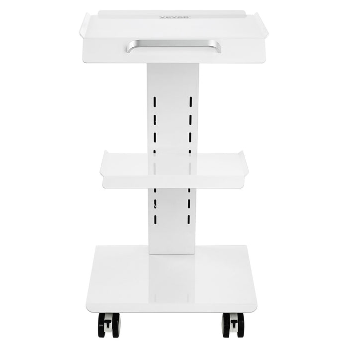 VEVOR Trolley Cart Dental Lab Mobile Rolling Serving Cart 3 Layers with Socket