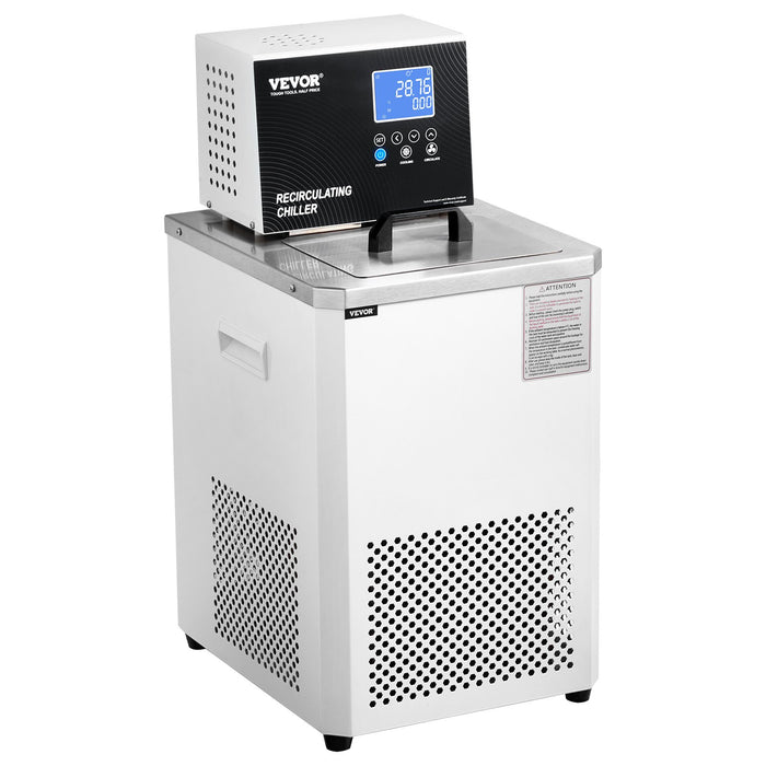 VEVOR Laboratory Chiller Circulator, 6L Chiller Lab Low Temperature Cooling Liquid, 23°F-212°F Circulator Pump Chiller, LCD Display, 304 Stainless Steel Water Bath Recirculating Water Cooling Chiller