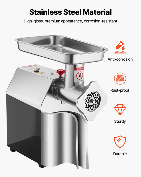 VEVOR Commercial Electric Meat Grinder 9.2 Lbs/Min Sausage Stuffer Maker Kitchen