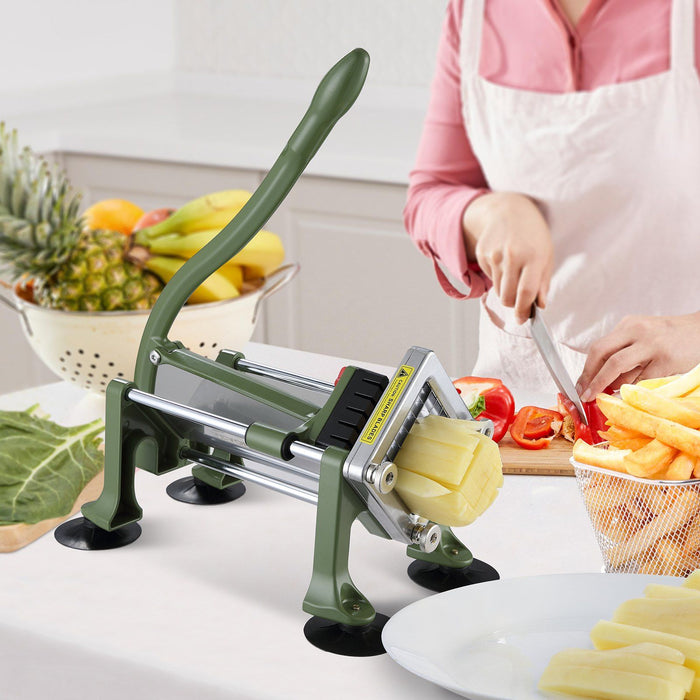 French Fry Cutter, Potato Slicer with 1/2" 3/8" 1/4" Stainless Steel Blades, Manual Potato Cutter Chopper with Suction Cups, Great for Potato, French Fries, Cucumber, Vegetables, Carrot