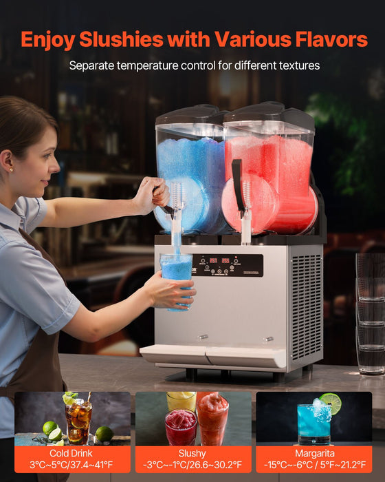 VEVOR 12Lx2 Tank Commercial Slushy Machine Margarita Smoothie Frozen Drink Maker