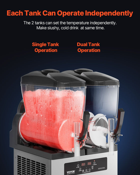 VEVOR 12Lx2 Tank Commercial Slushy Machine Margarita Smoothie Frozen Drink Maker