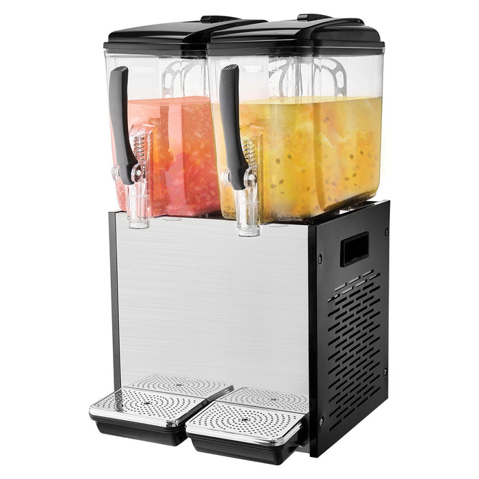 VEVOR Commercial Beverage Dispenser, 2 Tanks 12 L Per Tank Juice Dispenser, 286W Stainless Steel Ice Tea Drink Machine with 7â„?12â„?Cooling Temperature, for Cold Drink Restaurant Bar Party
