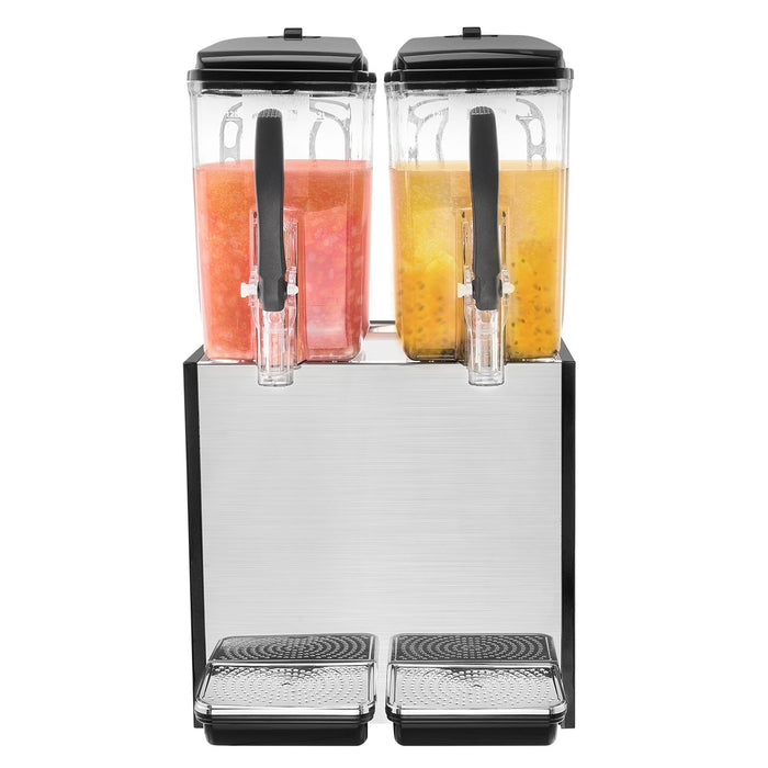 VEVOR Commercial Beverage Dispenser, 2 Tanks 12 L Per Tank Juice Dispenser, 286W Stainless Steel Ice Tea Drink Machine with 7â„?12â„?Cooling Temperature, for Cold Drink Restaurant Bar Party