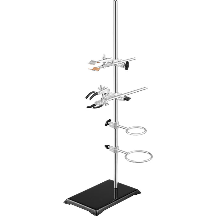 VEVOR Lab Stand Support, Laboratory Retort Support Stand 2 Sets, Steel Lab Stand 23.6" Rod and 8.3" x 5.3" Cast Iron Base, Includes Flask Clamps, Burette Clamps and Cross Clamps