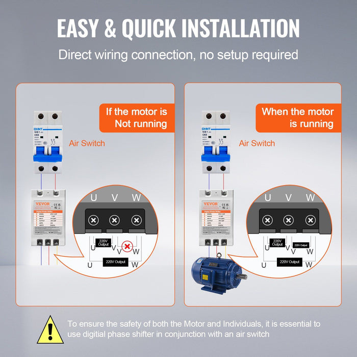 3 Phase Converter- 7.5HP 23A 220V Single Phase to 3 Phase Converter, Digital Phase Shifter for Residential & Light Commercial Use, 220V Input/Output (One DPS Must Be Used on One Motor Only)