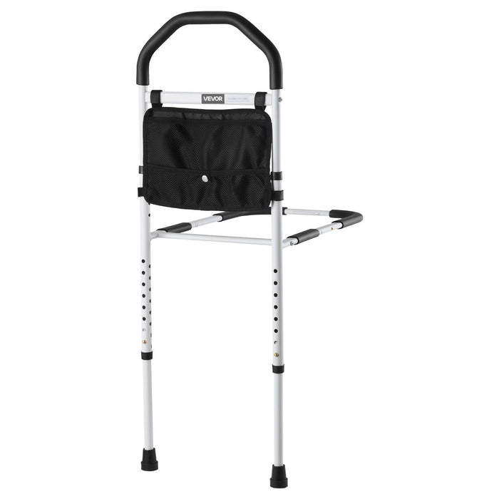 Bed Rail for Elderly, Bedside Assist Rails with Supporting Leg and PU Handrail, Adjustable Height Carbon Steel Pipe Bedside Cane, Bed Bars for Seniors & Patients, Fits King, Queen, Full, Twin