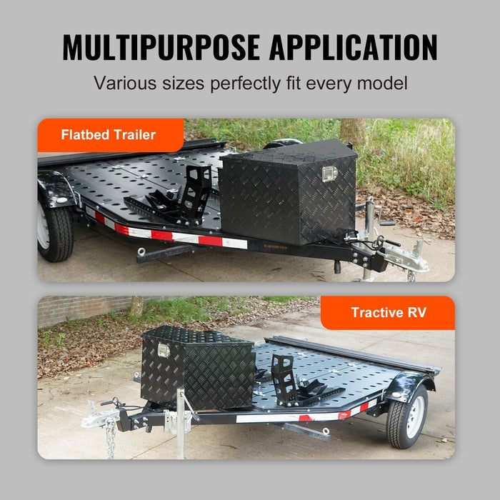 Trailer Tongue Box, Aluminum Alloy Diamond Plate Tongue Box Tool Chest, Heavy Duty Trailer Box Storage with Lock and Keys, Utility Trailer Tongue Box for Pickup Truck, RV, 99.06cmx41.91 cmx30.48