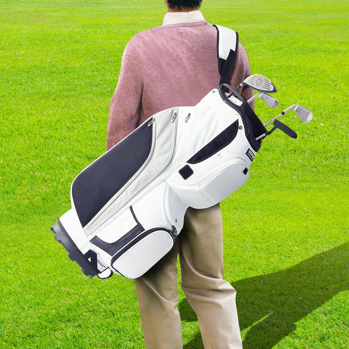 VEVOR Golf Cart Bag with 14 Way Organizer Divider Top, 36â€?13 Pockets Premium Nylon Cart Bag, Durable Golf Bags with Handles & Dust Cover & Detachable Straps for Men & Women, White Color-Block