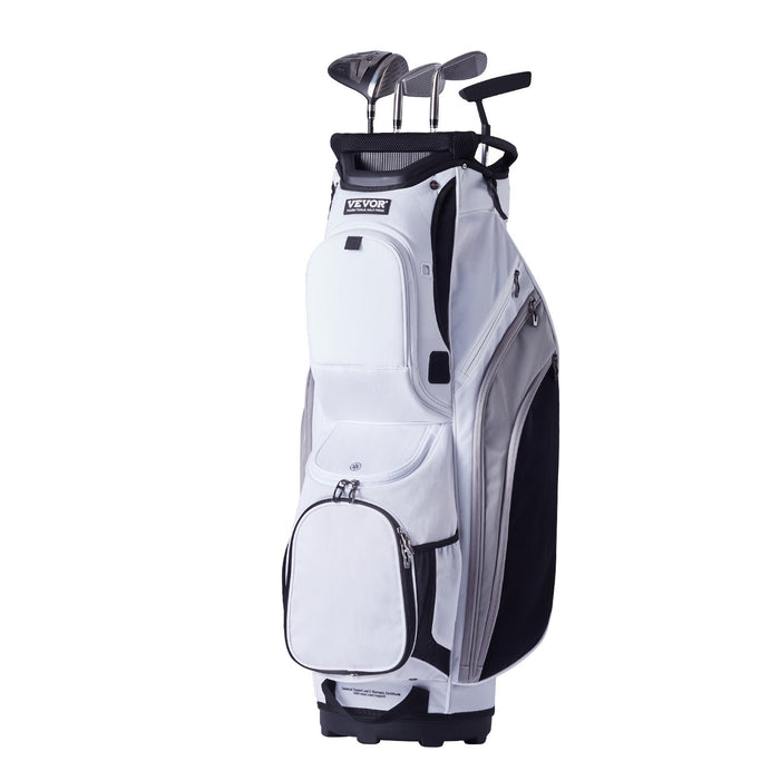VEVOR Golf Cart Bag with 14 Way Organizer Divider Top, 36â€?13 Pockets Premium Nylon Cart Bag, Durable Golf Bags with Handles & Dust Cover & Detachable Straps for Men & Women, White Color-Block